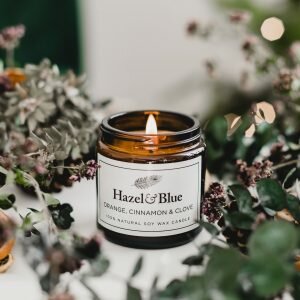 orange cinnamon and clove christmas soy candle hand poured UK