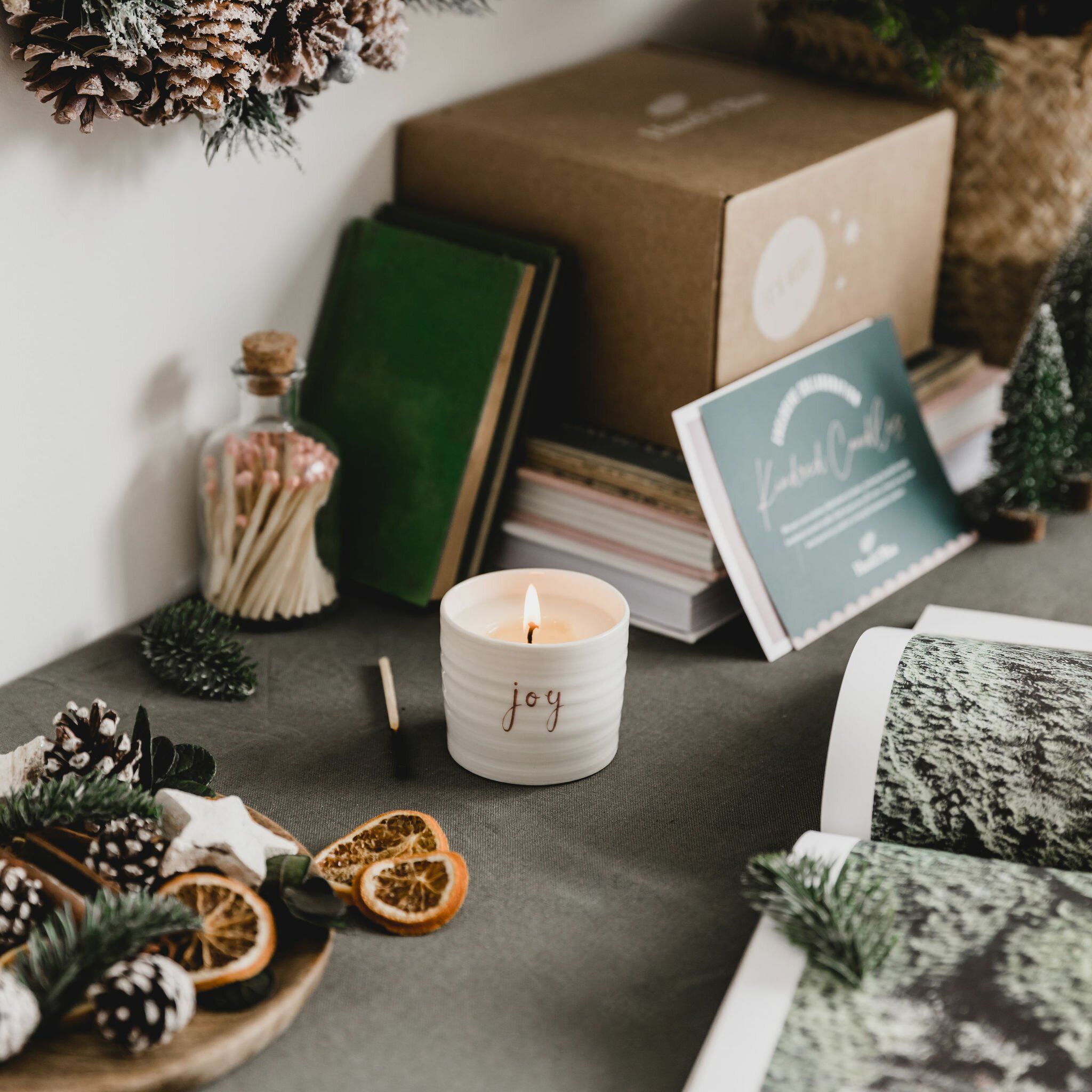 2110HazelandBlue-3172 Joy christmas soy scented candle festive scent porcelain ceramic orange cinnamon and clove