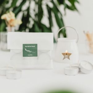 sea salt and wood soy tea lights handmade vegan