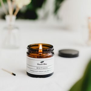 wild freesia soy scented candle handmade eco friendly vegan handmade in Wiltshire